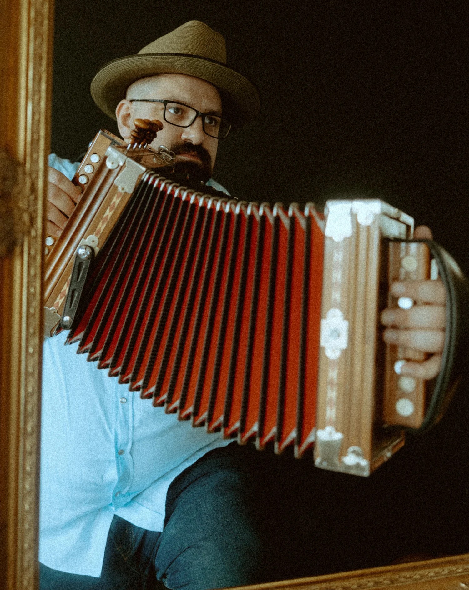 Josh Huval of Josh Huval and The OST Ramblers playing accordion